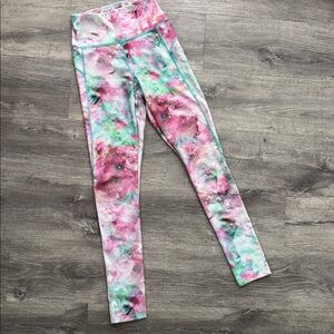 Adidas Pink / Green / White Tie Dye High Waist Leggings Size XS